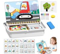 Puzzle magnetici, gioco da viaggio per vestire il viso, giocattolo magnetico per bambini dai 3 ai 6 anni, migliora la creatività e l'apprendimento, facile da riporre (Vehicles)