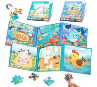 Puzzle magnetici per bambini 3 Anni, 2 Set Puzzle Magnetico Giochi a Tema Fattoria e Oceano, Giochi da Viaggio Gioco Educativi, Giocattolo in Aereo Auto Treno, Regali Di Compleanno