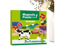Puzzle magnetico - 18 x 18 x 2 cm - Set puzzle educativo forte con schienale magnetico, tema animale, ideale per bambini, bambini, bambini, apprendimento prescolare e giocare