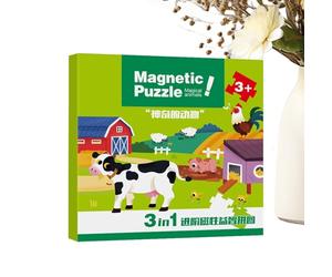 Puzzle magnetico - 18 x 18 x 2 cm - Set puzzle educativo forte con schienale magnetico, tema animale, ideale per bambini, bambini, bambini, apprendimento prescolare e giocare