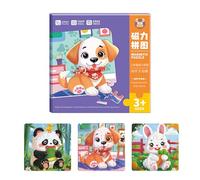 Puzzle magnetico a partire dai 2 anni, ogni set è composto da tre puzzle, ovvero 9, 12,16 pezzi, adatti per giocare in aeroporto e in auto, regalo di compleanno per bambini (delfino/scoiattolo/tigre)