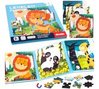 Puzzle Magnetico per Bambini, 37PCS Attività Puzzle, Libro Puzzle Magnetico per Bambini, Puzzle Animale per Bambini Puzzle, Giochi di Viaggio Viaggio Strada Magnete Regalo per 3 4 5 6 7 Anni