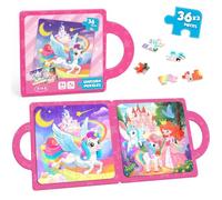 Puzzle magnetico per bambini da 3 a 8 anni, puzzle con unicorno, 36 pezzi, con maniglia per il trasporto