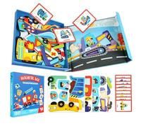 Puzzle magnetico per bambini, giocattolo educativo precoce, gioco di vestimento magnetico, per bambini in età prescolare, asilo, auto, viaggi, casa, scuola, aula, sala giochi, serate di famiglia