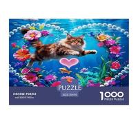 Puzzle Maine Coon Cat 1000 Pezzi Per Adulti E Ragazzi, Rompicapo Con Flowers Heart-shaped, Sfidante E Stimolante, Regalo Originale 70x50cm/1000pcs