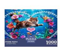 Puzzle Maine Coon Cat 1000 Pezzi Per Adulti E Ragazzi, Rompicapo Con Flowers Heart-shaped, Sfidante E Stimolante, Regalo Per Bambini E Adulti 38x26cm/1000pcs