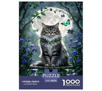 Puzzle Maine Coon Cat Con 1000 Pezzi Per Adulti,Forest Night Scene Gioco Diabilità Impossibile Puzzle Arte Gioco Intellettivo Familiare Arredamento Domestico 38x26cm/1000pcs