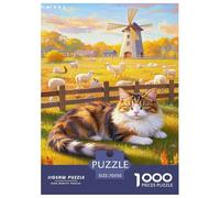 Puzzle Maine Coon Cat Da 1000 Pezzi Per Adulti,Pastoral Scenery Gioco Diabilità Impossibile Puzzle Pittura Giochi Rilassamento E Intelligenza Regalo Per Amore E Amico 70x50cm/1000pcs