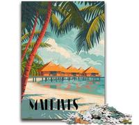 Puzzle Maldive Paradise Huts 1000 pezzi per adulti e adolescenti, gioco stimolante e gioco per famiglie, regalo di compleanno, regali, arte murale 1000 pezzi (50x75cm)