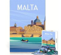 Puzzle Malta Valetta per adulti,1000 pezzi,stimola la memoria,hobby rilassante,dimensioni perfette,regalo festivo (38x52cm)