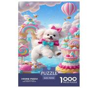 Puzzle Maltese Puppy Dog Con 1000 Pezzi Per Adulti,Hot Air Balloon Gioco Diabilità Impossibile Puzzle Pittura Gioco Intellettivo Familiare Regali Di Festa 70x50cm/1000pcs