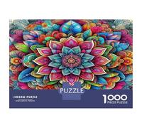 Puzzle Mandala Fiore 1000 Pezzi Carta Riciclata Mandala a Strati Arcobaleno per Adulti Gioco Educativo Sfida Decorazione Parete e Regali 52x38cm