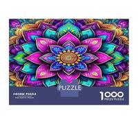 Puzzle Mandala Fiore 1000 Pezzi Carta Riciclata Mandala Floreale Rosa e Viola per Adulti Regalo Divertente Attività Casa Ottima Idea Regalo 52x38cm