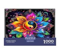 Puzzle Mandala Fiore 1000 Pezzi per Adulti e Bambini - Arte Psichedelica, Fiore Yin-Yang in Carta Riciclata 70x50cm