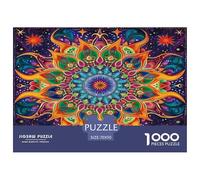 Puzzle Mandala Flower da 1000 pezzi per adulti e bambini - Puzzle arcobaleno con mandala intricato e geometrico, gioco educativo, sfida, decorazione da parete, 70x50 cm/1000 pezzi
