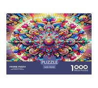 Puzzle Mandala Flower da 1000 pezzi per adulti e bambini - Puzzle psichedelico con texture intricata e vorticosa, gioco educativo, decorazione da parete, 70x50 cm/1000 pezzi