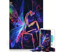 Puzzle Mantide religiosa al neon per ragazzi, 1000 pezzi, gioco di logica, divertimento per tutta la famiglia, taglio di precisione, (38x52cm)