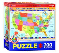 Puzzle - Mappa Degli Stati Uniti - 200 Pezzi