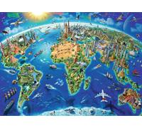 Puzzle 300 P XXL - Mappa dei monumenti del mondo - Ravensburger - per bambini di 9 anni - Made in Europa