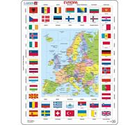 Puzzle Mappa d'Europa e bandiere 70 pezzi