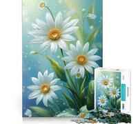 Puzzle "Margherite Bianche con Gocce d'Acqua" da 1000 Pezzi,Gioco di Memoria,Bordo Liscio,Incastro Perfetto,Un Modo Divertente per Riempire il Vuoto (50x75cm)