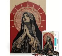Puzzle "Maria in preghiera con aureola" per adolescenti, 1000 pezzi per allenare la mente, semplice e divertente da assemblare, regalo prezioso 38x52cm