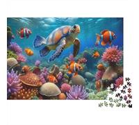 Puzzle marino da 1000 pezzi con tartaruga marina e barriera corallina, gioco educativo per adulti, decorazione per la casa, difficile e stimolante, regalo di compleanno. 38x26cm/1000pcs