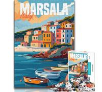 Puzzle Marsala Italia per adulti, 1000 pezzi, per ammazzare il tempo durante le vacanze, con pezzi completamente interconnessi e di forma casuale, 75x50cm
