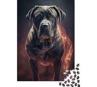 Puzzle Mastino Napoletano Anima Ardente Guardiano di Fuoco, 1000 pezzi carta riciclata unisex, gioco educativo stimolante 70x50cm/1000pcs
