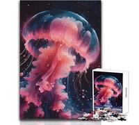Puzzle meduse rosa nello spazio 1000 pezzi, gioco divertente per lo sviluppo cognitivo, regalo speciale per una celebrazione premurosa, dimensioni 38x26cm