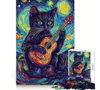 Puzzle "Melodia del gatto sotto le stelle" da 1000 pezzi per adolescenti,stimolante per la mente,ideale per il tempo libero e la fuga dalla realtà,con incastro perfetto,perfetto per le vacanze