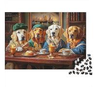 Puzzle Mensola Cane 1000 pezzi Materiale Riciclabile Cena del Cane per Anziani Aiuto Contro Demenza Senile Attività Divertente 52x38cm
