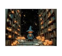 Puzzle Mini 1000 pezzi Biblioteca Zucca Stregone per Adulti | 70 x 50 cm cartone, decorazione per la casa, taglio preciso, regalo di compleanno, relax