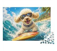 Puzzle Mini 1000 pezzi cane surf per adulti | 70 x 50 cm carta, decorazione della camera, taglio preciso, regalo di riunione, relax dello spirito