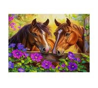 Puzzle Mini 1000 pezzi cavallo fiore per adulti | 70 x 50 cm Carta, Decorazione della camera, Taglio preciso, Regalo di incontro, Relax mentale