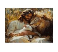 Puzzle Mini 1000 pezzi Leone Pecora Uomo per Adulti | 70 x 50 cm Cartone Decorazione Casa Taglio Preciso Regalo Compleanno Relax Spirito