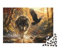 Puzzle Mini 1000 pezzi lupo foresta per adulti | 70x50cm Carta, Decorazione della camera, Taglio preciso, Regalo di raccolta, Formazione dello spirito