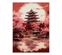 Puzzle Mini 1000 pezzi Pagoda Paesaggio per Adulti | 38x26cm Cartone, Decorazione della camera, Taglio preciso, Regalo di incontro, Relax mentale