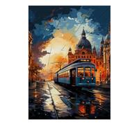 Puzzle Mini 1000 Pezzi Tram Città per Adulti | 38 x 26 cm cartone, decorazione casa, taglio preciso, regalo di compleanno, relax