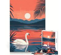 Puzzle minimalista con cigno al tramonto, 1000 pezzi per adulti, stimola la memoria, regala relax e divertimento, con taglio di qualità Un regalo perfetto (38x26cm)