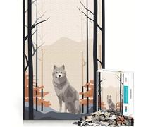 Puzzle minimalista retrò con lupo per adolescenti,1000 pezzi,gioco divertente per la mente,connessione pulita e senza interruzioni,un modo coinvolgente per passare il tempo libero (38x26cm)