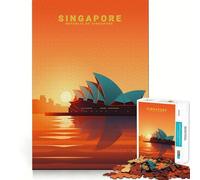 Puzzle minimalista "Tramonto a Singapore" per adulti, 1000 pezzi, gioco intelligente e rilassante, con tagli precisi, oggetto da collezione 38x52cm