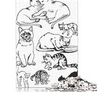 Puzzle minimalisti da 1000 pezzi con amanti dei gatti. Puzzle per adulti di difficoltà elevata. Rafforza i rapporti tra i membri della famiglia. 1000 pezzi (75x50 cm).