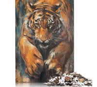 Puzzle misterioso antistress a forma di tigre del Bengala, 100% in cartone riciclato, per adulti e bambini, 1000 pezzi (26x38 cm)