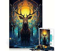Puzzle misterioso con cervo per ragazzi, 1000 pezzi, gioco di logica fine, morbido, rilassante, bordi puliti, regalo di alta qualità (38x26cm)