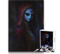 Puzzle misterioso con maschera da diavolo Cappuccio Rosso 1000 pezzi, gioco divertente per lo sviluppo cognitivo, regalo speciale per una celebrazione premurosa, dimensioni 50x75cm
