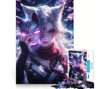 Puzzle misterioso con ragazza volpe per adulti, 1000 pezzi, gioco di logica, divertimento rilassante, taglio preciso, lista dei desideri di Babbo Natale (38x26cm)