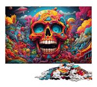 Puzzle misterioso con teschio colorato da 1000 pezzi per adulti, perfetto per adolescenti e collezionisti, ideale come decorazione per la casa e regalo da viaggio, 26X38CM / 10,23x14,96 pollici.