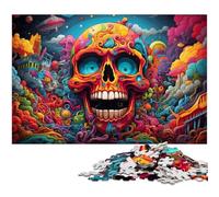 Puzzle misterioso con teschio colorato da 1000 pezzi per adulti, puzzle difficili per adulti, attività divertenti da fare a casa, regalo di compleanno, regali da viaggio 50x75CM / 19,68x29,52 pollici