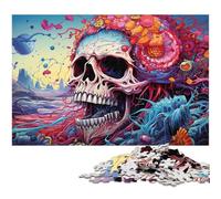 Puzzle misterioso con teschio colorato per adulti, 1000 pezzi, perfetto per la casa o l'ufficio, regalo di Natale ideale, 26X38CM / 10,23x14,96 pollici.